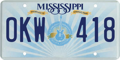 MS license plate OKW418