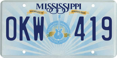 MS license plate OKW419