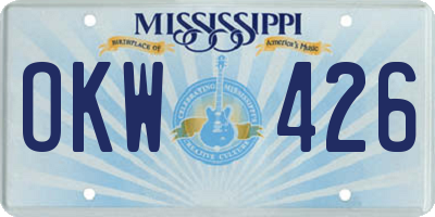 MS license plate OKW426