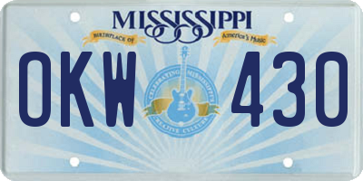 MS license plate OKW430