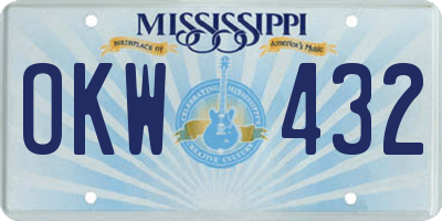 MS license plate OKW432