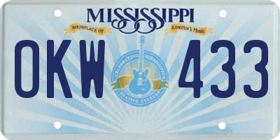 MS license plate OKW433