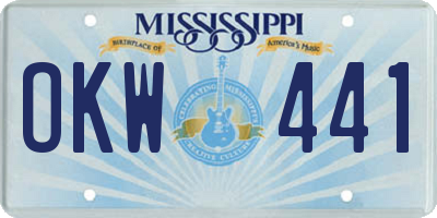 MS license plate OKW441