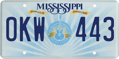 MS license plate OKW443