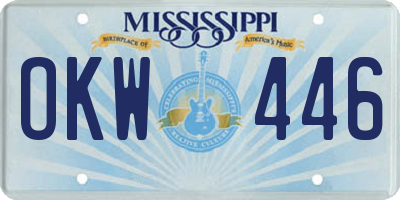 MS license plate OKW446
