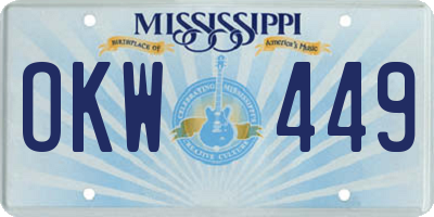 MS license plate OKW449