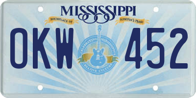 MS license plate OKW452
