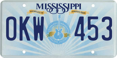 MS license plate OKW453