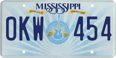 MS license plate OKW454