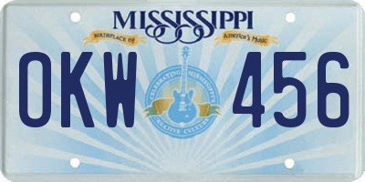 MS license plate OKW456