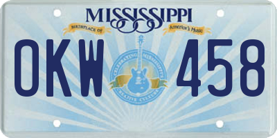 MS license plate OKW458