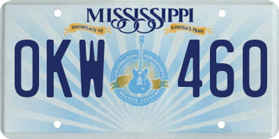 MS license plate OKW460