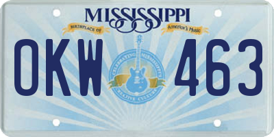 MS license plate OKW463