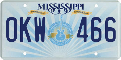 MS license plate OKW466