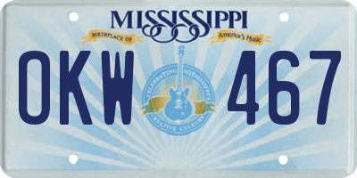 MS license plate OKW467
