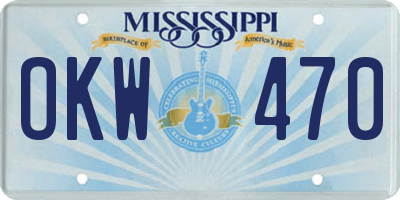 MS license plate OKW470