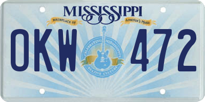 MS license plate OKW472