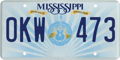 MS license plate OKW473