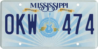 MS license plate OKW474