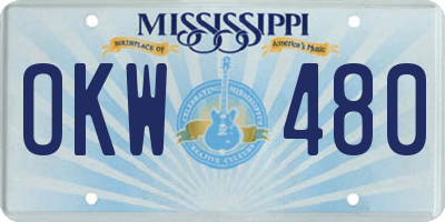 MS license plate OKW480