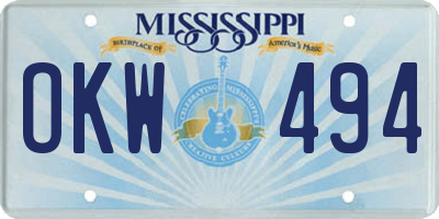 MS license plate OKW494