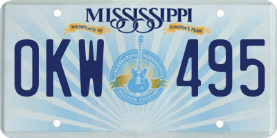MS license plate OKW495