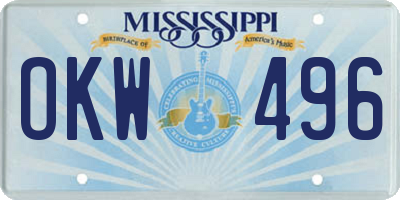 MS license plate OKW496