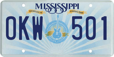 MS license plate OKW501
