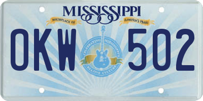 MS license plate OKW502