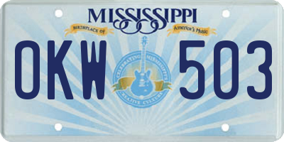 MS license plate OKW503