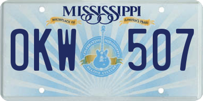 MS license plate OKW507