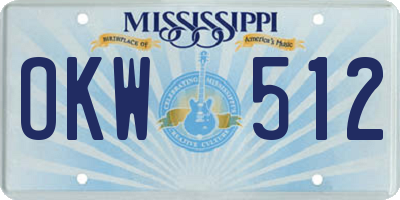 MS license plate OKW512