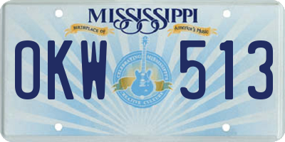 MS license plate OKW513