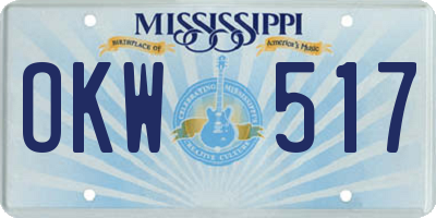 MS license plate OKW517