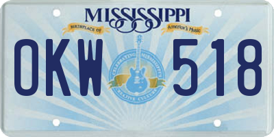 MS license plate OKW518