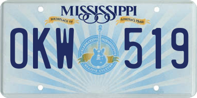 MS license plate OKW519