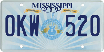 MS license plate OKW520