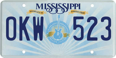 MS license plate OKW523