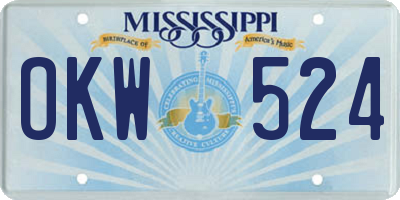 MS license plate OKW524