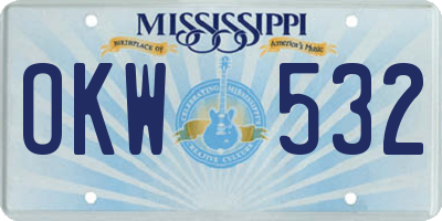 MS license plate OKW532