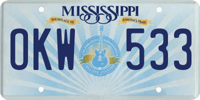 MS license plate OKW533