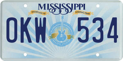 MS license plate OKW534
