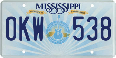 MS license plate OKW538