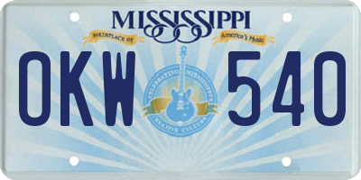 MS license plate OKW540