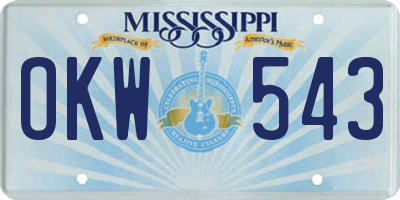 MS license plate OKW543