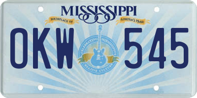 MS license plate OKW545