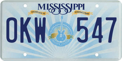 MS license plate OKW547