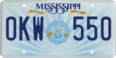 MS license plate OKW550
