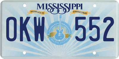 MS license plate OKW552