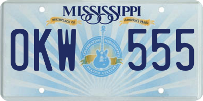 MS license plate OKW555